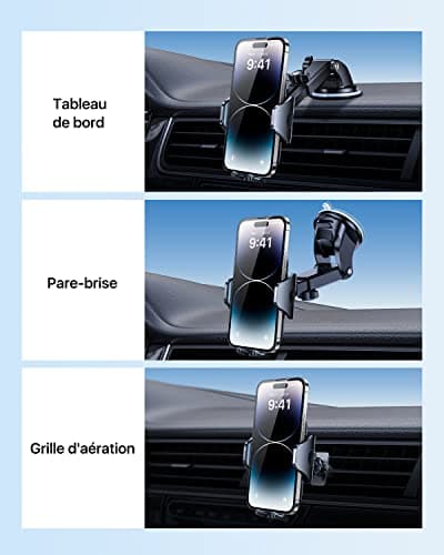 andobil Car Phone Holder, [3 in 1] [More Stable], Universal Car Mobile Phone Holder with Clip and Suction Cup 360° Rotation One-Hand Operation for All Phones (iPhone 16), Auto, GPS - Image 3