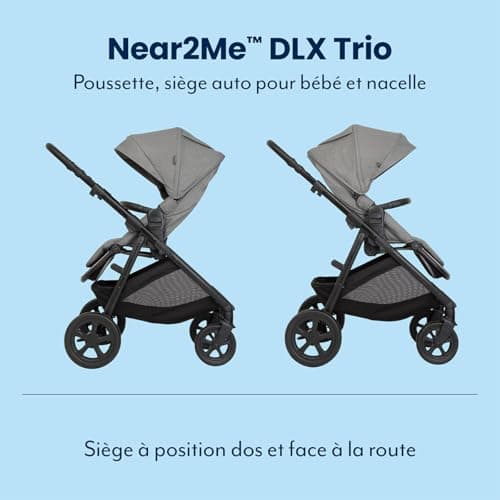 Graco Near2Me Dlx Trio, Pushchair, Baby Car Seat and Carrycot, Suitable from Age of Birth Up to Approximately 4 Years (Max 22 kg), Height Adjustable Slide2Me Seat, Grey, Ash - Image 5