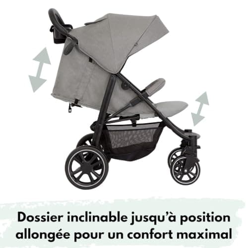 Graco EezeFold DLX - Compact Lightweight Stroller | One Hand Folding, 4 Wheel Suspension, Lying Position, Large Basket - Lunar Grey - Image 4
