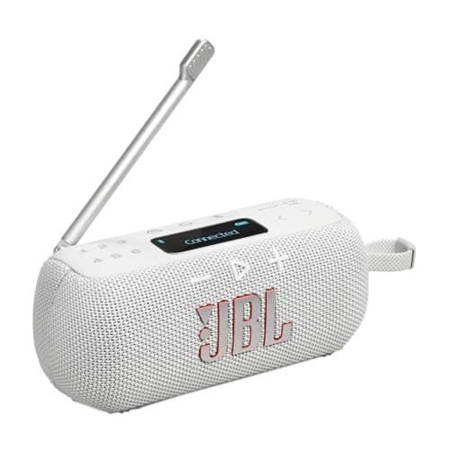 JBL Tuner 3 Portable Dab/Dab+/FM Radio with Bluetooth, 6 Presets, 15 Hours Battery Life, IP68 Waterproof, Auracast Multi-Speaker Connection, Compatible with JBL Portable App, White - Image 2