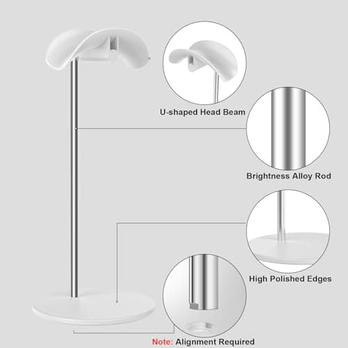 Headset Holder, Desktop Headset Holder with Aluminum Base, Compatible with AirPods Max, Beats, Bose, B&O, Sony, Sennheiser, Gaming (White) - Image 5