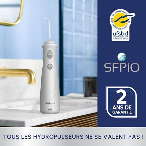 Waterpik Pearl Cordless Dental Flosser, Rechargeable Portable Dental Jet, Travel Size, Easy to Carry Removing Plaque, 2 Pressure Levels, White (WF-13) - Image 6