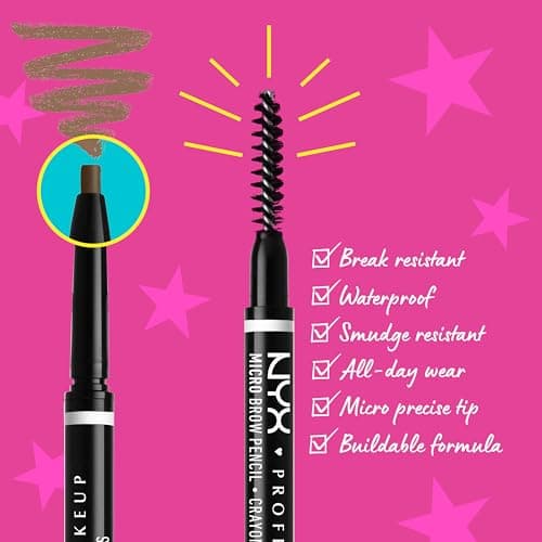 NYX Professional Makeup Crayon à Sourcils Micro Brow Pencil, Crayon Ultra-Fin Double-Embout avec Mine Rétractable et Goupillon, Teinte : Brunette (06) - Image 3