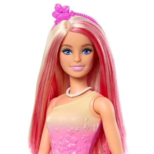 Barbie Poupées Sirènes avec cheveux fantaisie et serre-tête, jouets sirènes avec bustiers inspirés de coquillages et nageoires colorées, HRR08 - Image 3