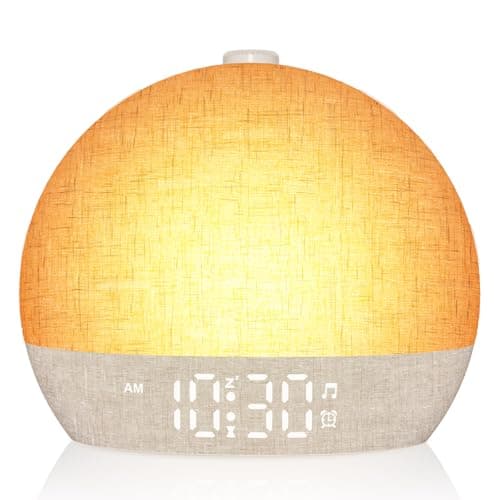 Dawn Simulator Luminous Alarm Clock with 7 Ringtones, Bedside Lamp, 20 Brightness Levels, 30 Natural Sounds, Snooze, Timer, 12 Colours Alarm Clock Light Nightlight for Kids/Adults - Image 2