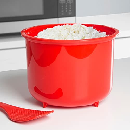 Sistema Microwave Rice Cooker | Perfect for Cooking Rice, Polenta & Couscous | Medium 2.6L | Non Stick, BPA Free with Lid | Red/Clear - Image 3