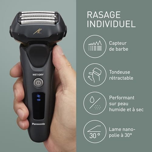 Panasonic Series 800 Personalcare ES-LV97 Rasoir 5 Lames dont 2 de finition externes Wet & Dry 5 accessoires 50 min d'autonomie 1 heure de charge Moteur linéaire Noir - Image 6