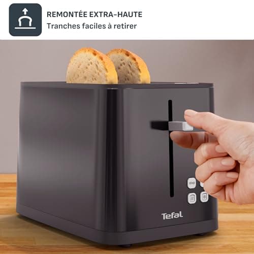 Tefal Toaster with 2 slots, 7 levels of browning, Stop function, Digital display, 2 customizable favorites, Count of time left, Defrost, Heat, Smart'n Light, Black, TT640810 - Image 7
