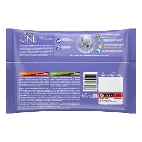 PURINA ONE | Benefits | Adult Cat with Difficult Appetite | Sliced in Sauce | Stimulates the Cat's Appetite, High Digestibility | Chicken & Beef & Turkey & Duck | Lunch Bag | Pack of 12 (4 x 85g) - Image 5