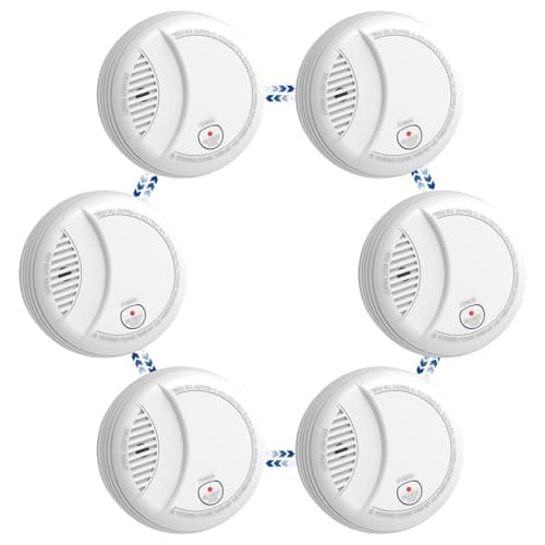 Connected Smoke Detector, Fire Alarm Smoke Detector 10 Years with Replaceable 9V Battery, Low Battery Alarm, Certified According to EN14604, 6 PCS - Image 2