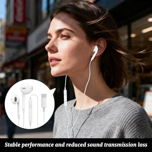 Wired Earphones for iPhone, 2 Pieces USB C Wired Earphones for Samsung Galaxy S24 S23 S22 S21 FE S20 A55 A54/for iPhone 15/for Google Pixel/Mi 11T/12/14, Audio Type C - Image 7