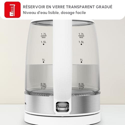 Moulinex BY6R5130 Electric Glass Kettle 1.7 L Fast Boiling Transparent Removable Filter LED Lighting 360° Base Wireless White - Image 6