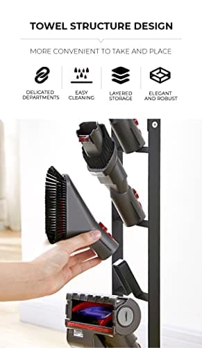 MORANGO Dyson Vacuum Cleaner Holder Storage Holder in Metallo Compatible with Dyson V6/V7/V8/V10/V11/DC58/DC59/DC62/DC74 Floor Mount, No Drilling Wall. - Image 6