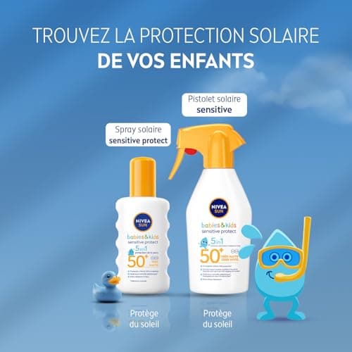 NIVEA SUN Kids Spray solaire Protect & Play Sensitive FPS 50+ (1x200 ml), protection anti UV sans parfum & ultra résistante à l’eau, écran solaire enrichi en aloe vera - Image 7