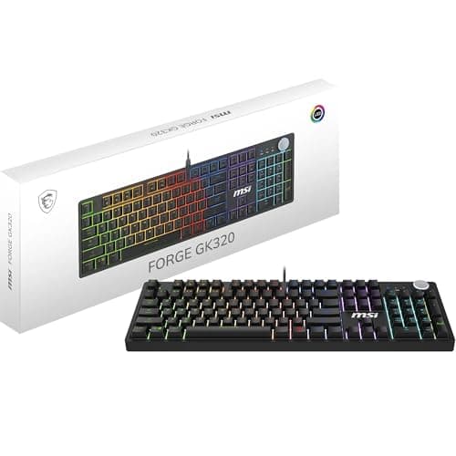 MSI Forge GK320 FR Mechanical Gaming Keyboard - French AZERTY, Interchangeable Red (Linear) Switches, Magnetic Cover, Ergonomic Keys, RGB LED, USB 2.0 – Full Size - Image 2