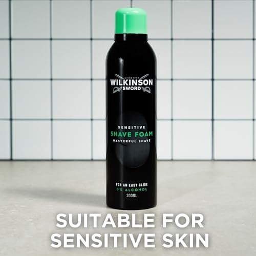 Wilkinson Sword Sensitive Shaving Foam, Great Addition to Toiletry Bags for Men Grooming, Shaving Foam for Men, Sensitive Skin, 200ml - Image 8