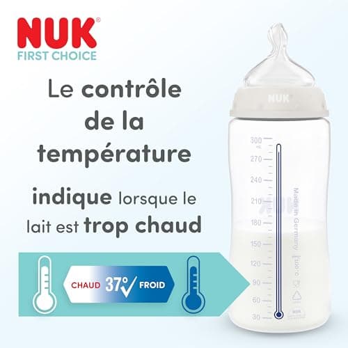 NUK First Choice Baby Bottle | 3+ Months | 300ml | Anti-Colic Bottle | PP | Temperature Control Indicator | Whale | Pack of 1 - Image 6