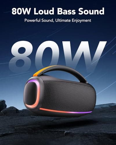 Bluetooth 5.4 Portable Speaker with Powerful Bass, 80W Bluetooth Speaker, Battery Life 30hrs RGB Lights, Pairing TWS, IPX7, AUX, TF, for Outdoor/Party/Travel - Image 3