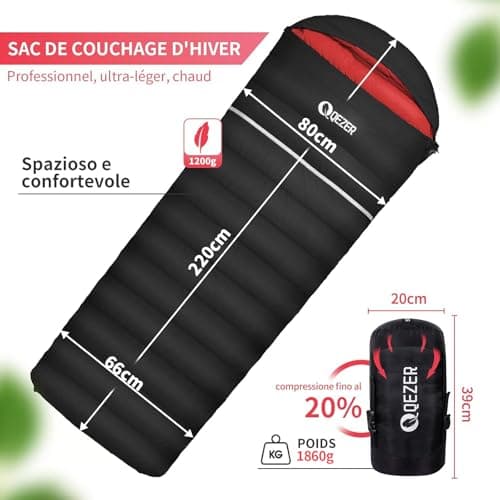 Winter Sleeping Bag Outdoor Sleeping Bag Down to -18°C Lightweight Warm Sleeping Bag with Premium Down 620FP for Camping, Hiking and Trekking - Image 4