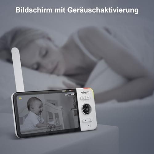 Vtech VM818 HD Baby Monitor - Video Baby Monitor with Wide Angle Camera - HD Video, Clear Sound, 5" LCD Color Screen and Night Vision Function - Intercom, Lullabies and Sounds - Image 5