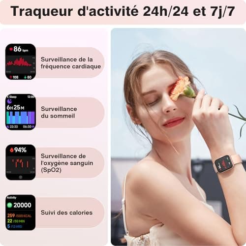 Women's Smart Watch for Samsung, iPhone, Android, 1.8 Inch Smartwatch with Bluetooth Call, AI Voice, Built-in Alexa, Smartwatch Monitor, Calories, IP68 Smart Watch, Pedometer - Image 5