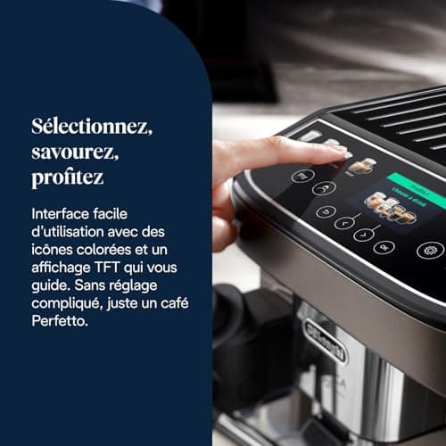 De'Longhi Magnifica Evo Next - Perfetto Automatic Coffee Machine with LatteCrema Automatic Milk Frother, 13 Drinks in One Touch, Touch Screen Colors, Titanium and Black (ECAM312.80.TB) - Image 7