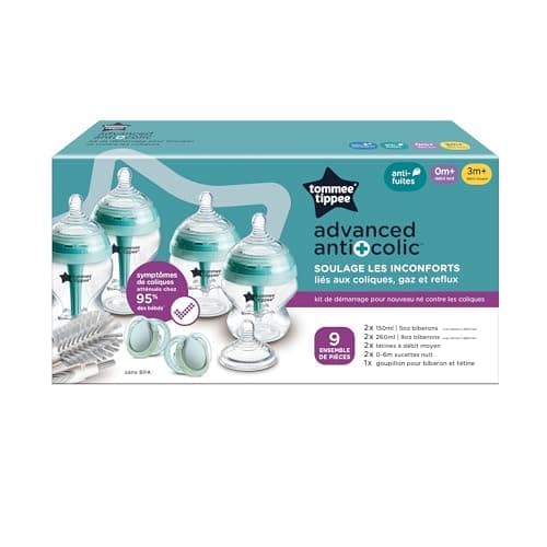 Tommee Tippee Biberons, Coffret nouveau-né Anti-colique Avancé, 4 x biberons avec 2 x tétines à débit moyen, tube de ventilation anti-colique - Image 4