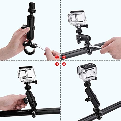 TKOOFN Bike/Motorcycle Mount for GoPro Camera, 360 Degree Universal Rotating Metal Handlebar Mount for GoPro Hero 12 11 10 9 7 6 5 4 Session, DJ Insta Canon Nikon Sony Action Camera - Image 6