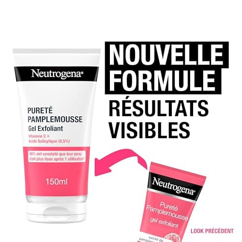 Neutrogena – Gel Exfoliant Pureté Pamplemousse (tube de 150 ml) – Nettoyant visage à la vitamine C et acide salicylique (0,5%) – 96% ont constaté que leur peau était plus lisse après 1 utilisation* - Image 5