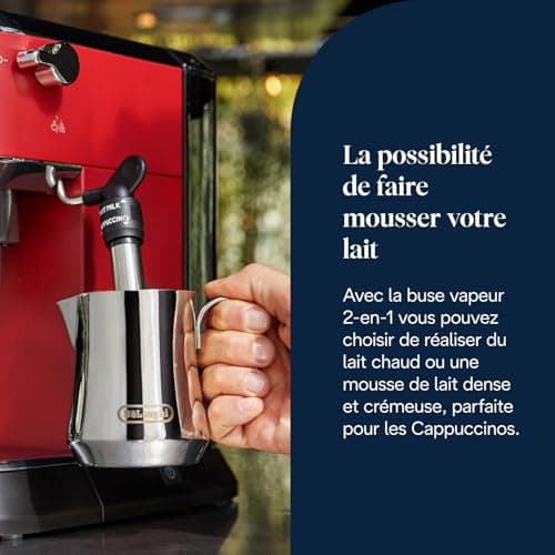 De'Longhi Dedica Style EC685.R Stainless Steel Pump Coffee Machine for Ground Coffee or Pods, Espresso and Cappuccino Machine, 1.3L Tank, Drip Free System, Red - Image 7