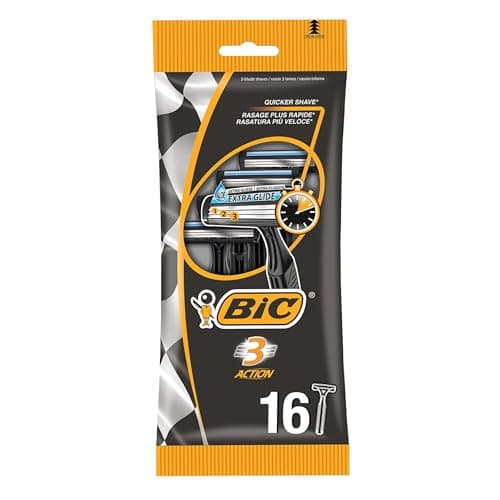 BIC 3 Action - 16 Disposable Razors for Men with 3 Blades with Lubricating Strip for Precise and Comfortable Shave - 4 Packs of 4 Razors - Image 3