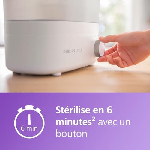 Philips Avent Premium stérilisateur et sèche-biberon, élimine 99,9 % des bactéries, sans produits chimiques, capacité de 6 biberons/tétines/accessoires, modèle SCF293/00 - Image 4