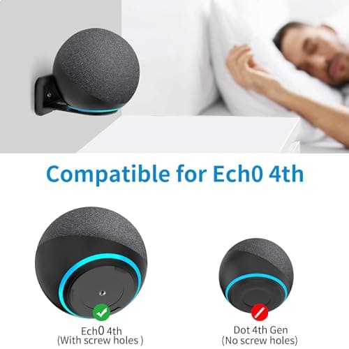 PlusAcc Wall Mount for ECH0 4.Gen - No Noise Loss Bracket, Built-in Cable Management, Accessory for Google Nest Mini, Bedroom, Living Room and Kitchen Black - Image 3