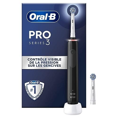 Oral-B Pro 3 3000, Brosse à dents électrique, 1 Brossette, Éliminer Jusqu’à 100% de Plaque Dentaire, Noir - Image 3