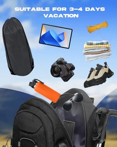 Travel Backpack, 45L Waterproof Hiking Large Capacity Laptop Backpack 17.3 Inches Trekking Men Women for Outdoor Sports Camping – Black - Image 4