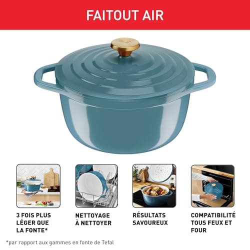 Tefal Air Soft Light Casserole Dish 24 cm Lightweight Cast Aluminium Condensing Lid Easy Clean E2704604 - Image 4