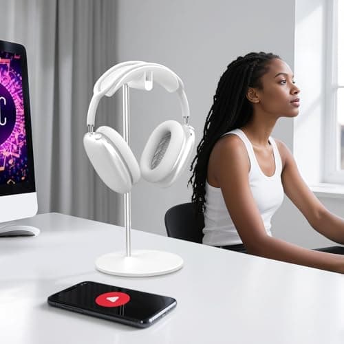 Headset Holder, Desktop Headset Holder with Aluminum Base, Compatible with AirPods Max, Beats, Bose, B&O, Sony, Sennheiser, Gaming (White) - Image 8