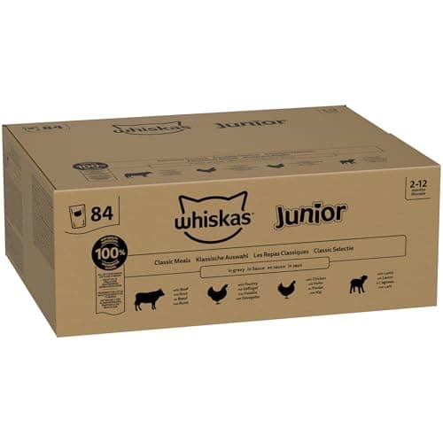 WHISKAS Junior Kitten Meal, Cat Bag, Pack of 84 85g Fresh Sachets, 4 Varieties in Sauce, Complete and Balanced Wet Kitten Food - Image 4