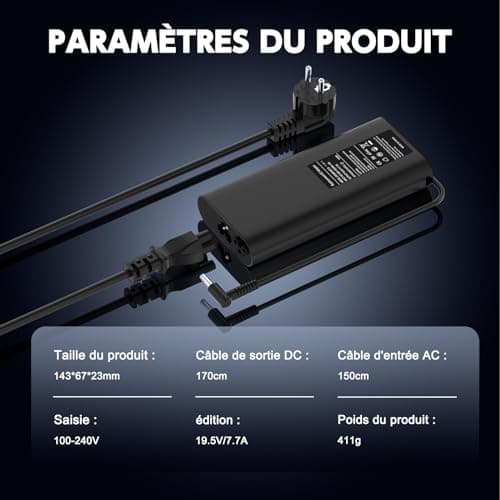 150W 19.5V 7.7A Laptop Charger Compatible with HP OMEN 15 17 Pavilion Gaming 15 17 ZBook Studio 15 G3 G4 G5 G6/Elitebook 1050 G1 Series L32661-001 TPN-CA11 TPN-DA09 Adapter - Image 5