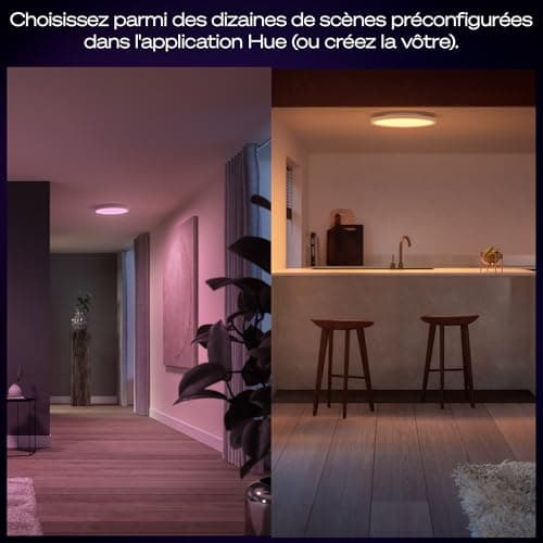Philips Hue Devote Connected LED Panel, White and Color Ambiance, Round 30 cm, 16.6 W, 2000 Lumens, White Frame for Indoor Lighting, Ceiling, Living Room, Kitchen, Hallway - Image 5