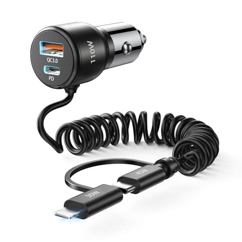 Car Charger Fast Charge 110W Total USB C 65W & USB A 45W with 5ft Spiral C and L Car Cigarette Lighter Charger Cable for iPhone 16 15 14 13 12 11Pro Max Mini Samsung S22 S21 Note Pixel - Image 2