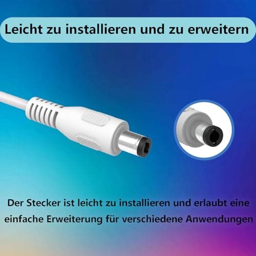 Câble d'alimentation, de 3 m, de rechange, compatible avec Philips HUE Lightstrip Plus (White and Color Ambiance) V3, V4 avec Bluetooth (emballage violet), rallonge d'alimentation de rechange pour - Image 4