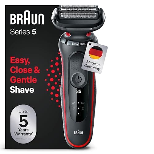 Braun Series 5 EasyClean 51-R1000s Electric Shaver for Men, Wet & Dry, Men's Gift, Made in Germany, Red - Image 3