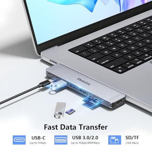 Mac HDMI Adapter, USB C Hub 8 in 2 Adapter for MacBook Pro/Air with HDMI 4K Thunderbolt 3 100W 40Gbps, USB C 3.0, 2 USB 3.0, USB 2.0, SD/TF Card Reading, Macbook M4 M3 M2 M1 2025-2018 - Image 8