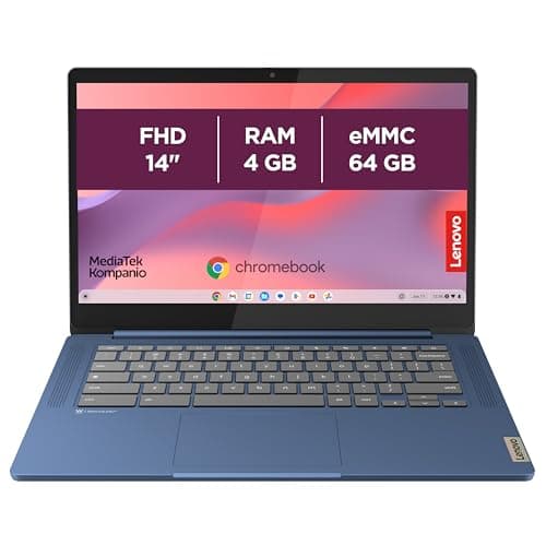 Lenovo IdeaPad Slim 3 Chrome 14M868 – Laptop 14 Inches FHD (MediaTek Kompanio 520, 4GB RAM, 64GB SSD, Arm Mali-G52 2EE MC2 GPU, Chrome OS) French AZERTY Keyboard – Blue - Image 3