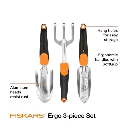 Fiskars Ergo Recyclable Garden Tool Kit Black/Orange - Image 3