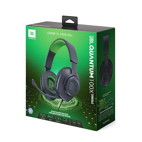 JBL Quantum 100X Wired Gaming Headset with Detachable Boom Microphone - Designed for Xbox - Compatible with Other Consoles - Black and Green - Image 7