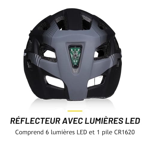 Dunlop Bicycle Helmet with Light, Adjustable 55-58 cm for Women and Men, with 3 Modes LED Light, Black - Image 4