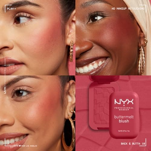NYX PROFESSIONAL MAKEUP - Powder blush, enriched with mango butter, almond butter & shea butter - Melting texture - Vegan formula - Buttermelt Blush, Shade: Back and Butta - Image 7