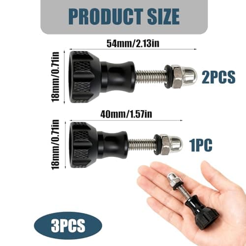 3 Pack Aluminum Sports Camera Screws, Aluminum Alloy Screw and Key Compatible with GoPro Hero and Other Action Cameras (Black) - Image 3